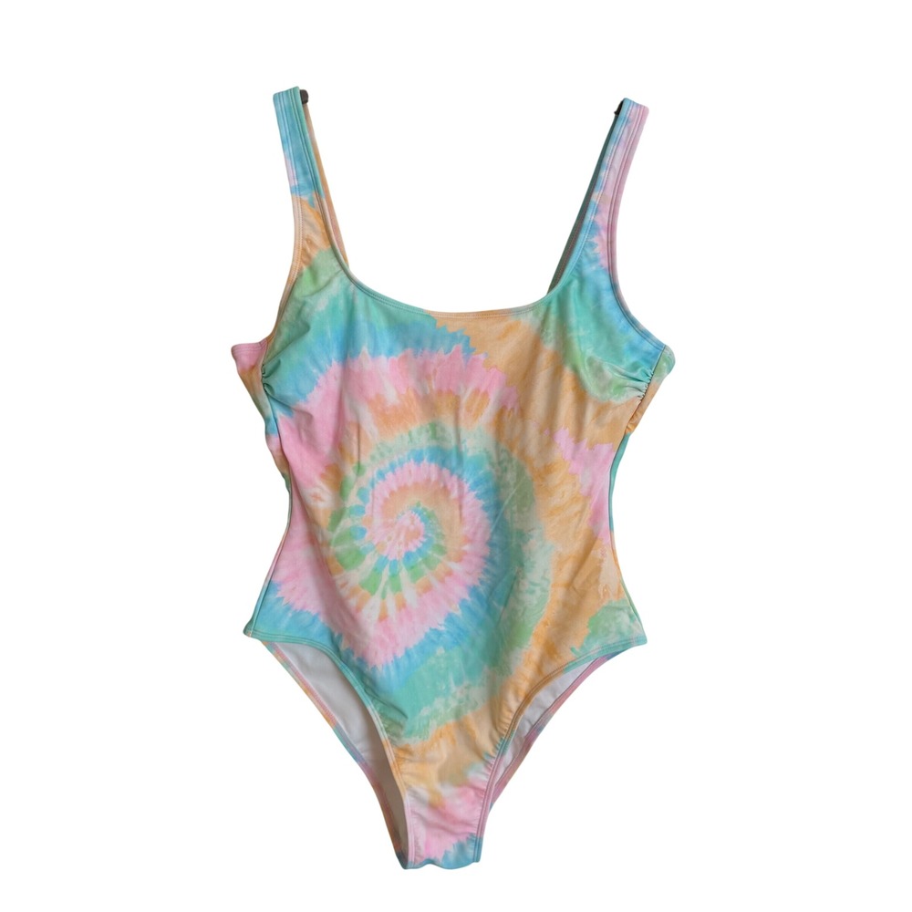 Stoney Clover Lane x Target Tie Dye One Piece Swimsuit Pastel Large High Cut - Picture 2 of 5